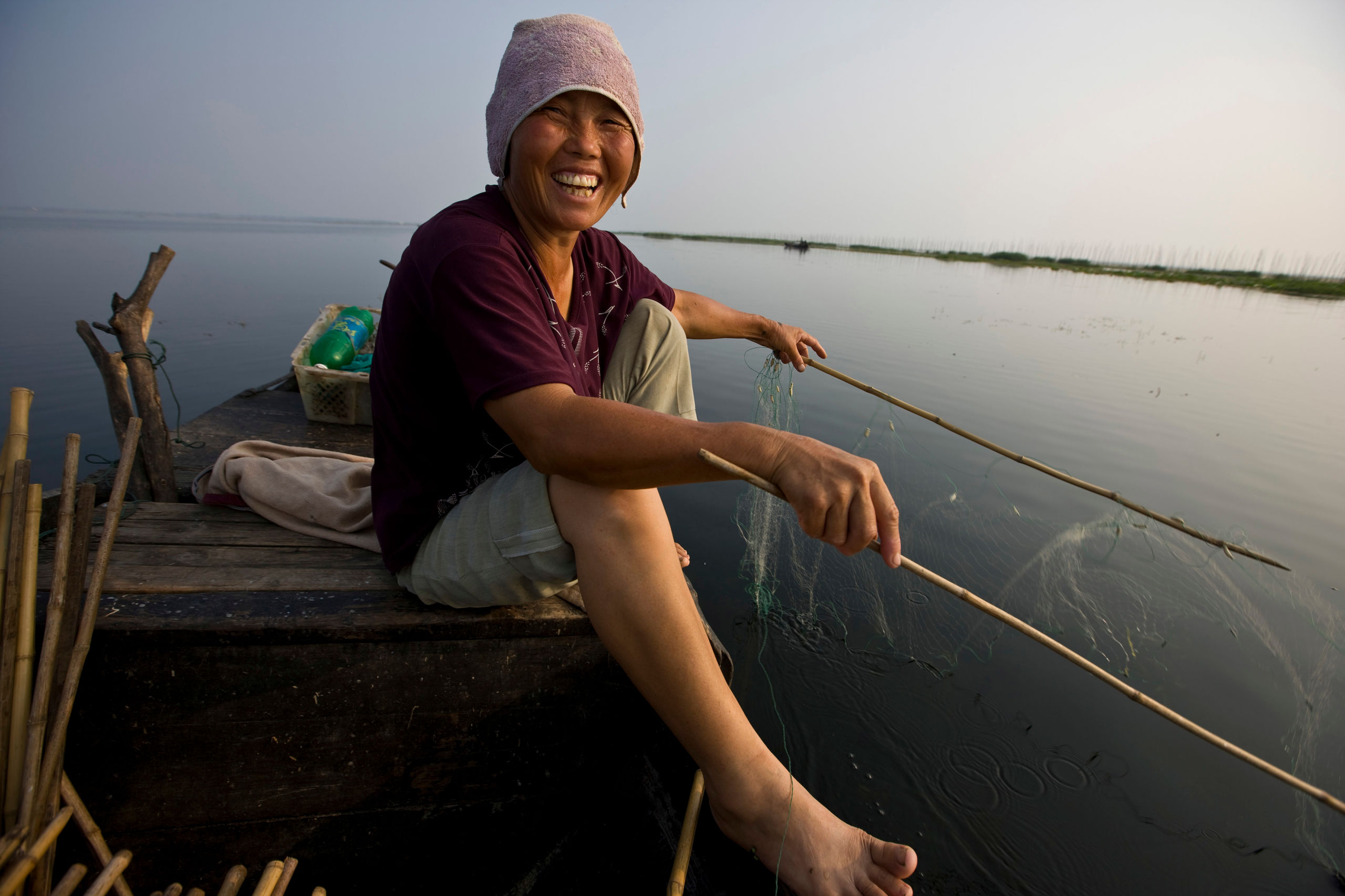 Fisherwoman, Lake Hong, Hubei Province, China