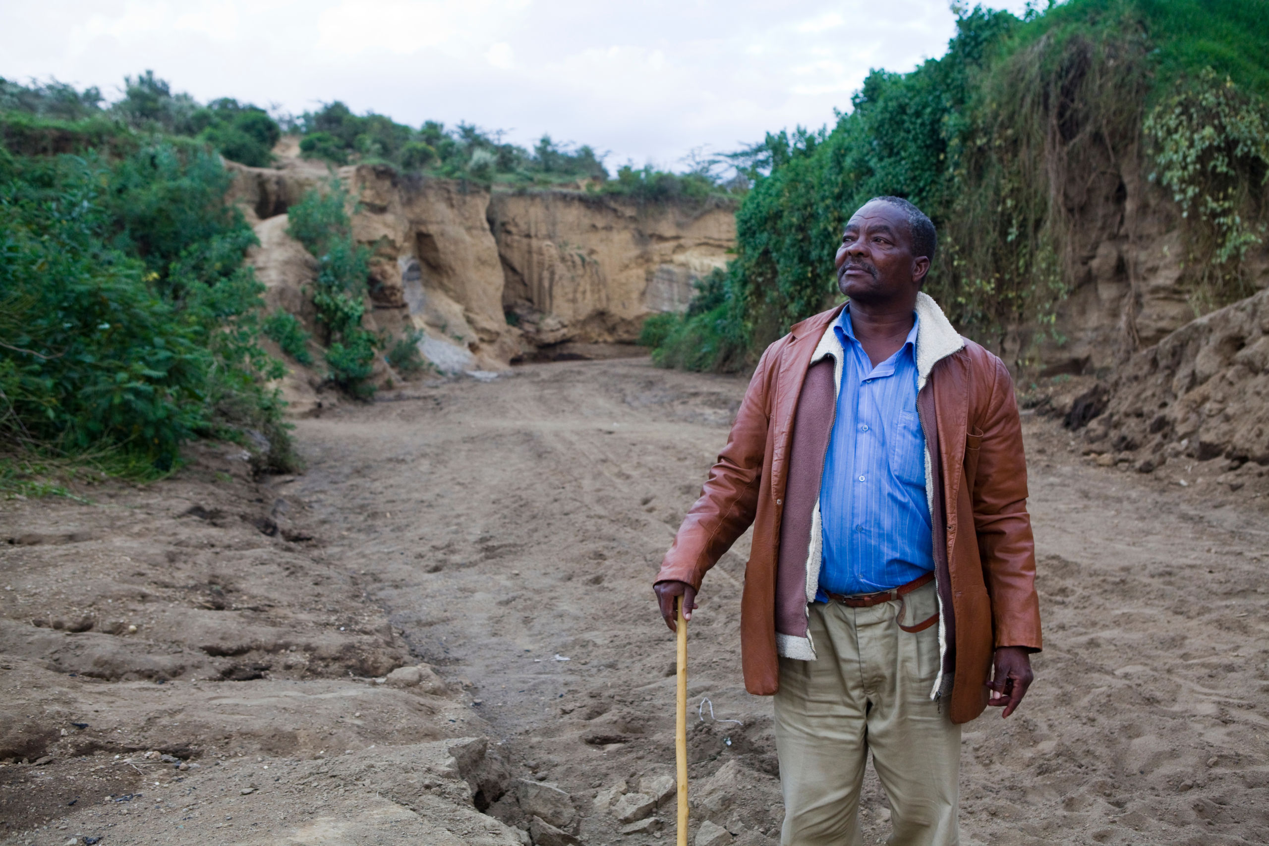 John Ole Karia on a dry river bed, Lake Naivasha, Kenya